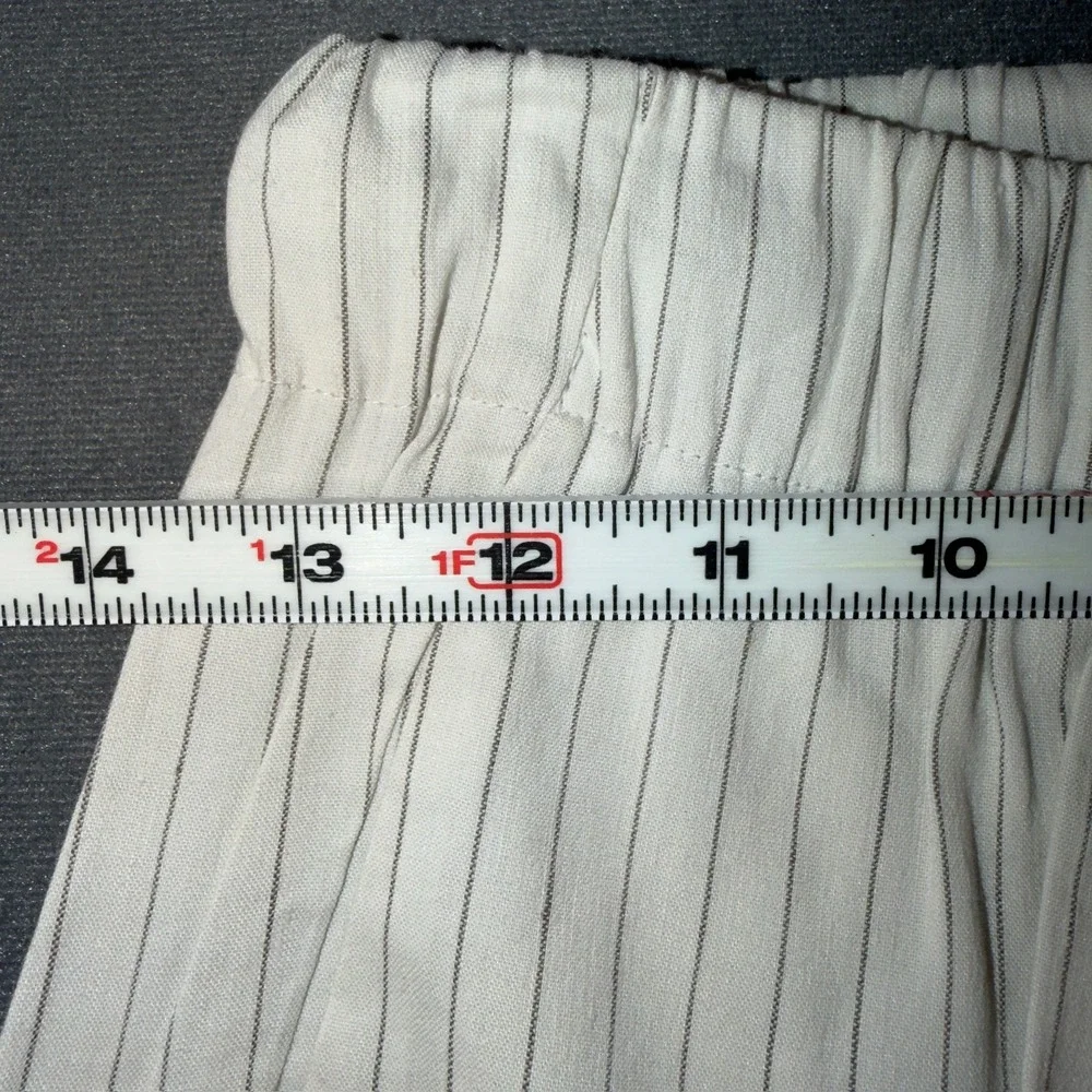 Babaton Womens Pinstripe Linen Blend Pull On Pant Cream Black Small YLV1-6425-29